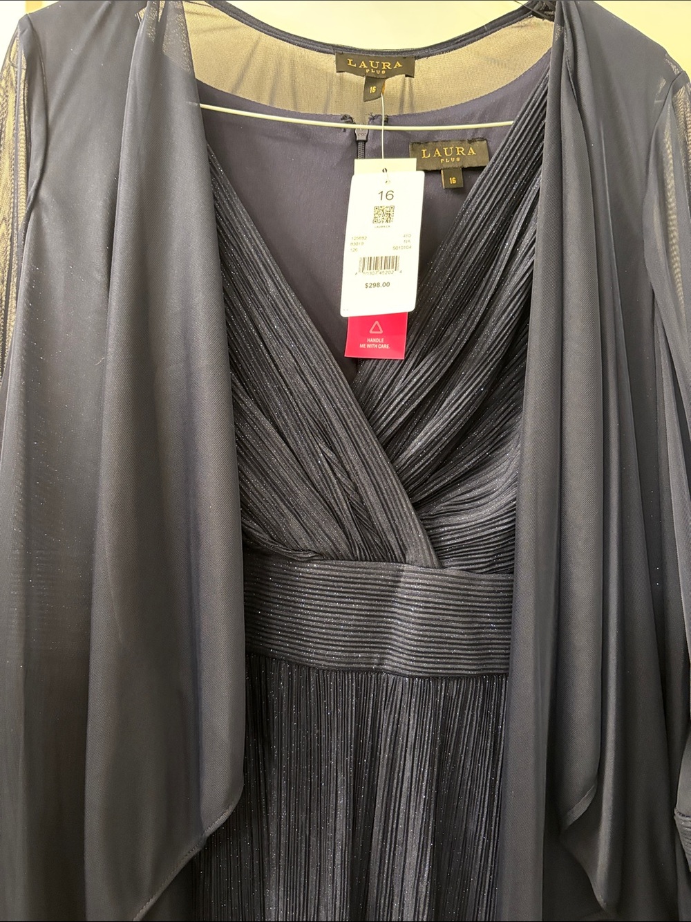 Beautiful sparkle blue dress , brand new with chiffon jacket , accented sleeve - Picture 2 of 5
